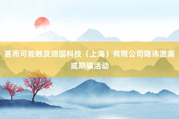 甚而可能触及翊国科技(上海)有限公司隐讳泄漏或期骗活动